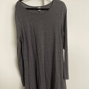 Grey Long Sleeve Swing Dress